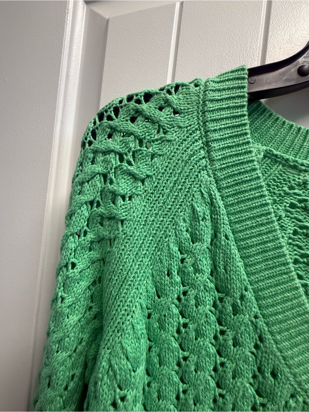 Talbots Green Cable Open Knit V-Neck 100% Cotton Sweater Women’s XS - Picture 4 of 12